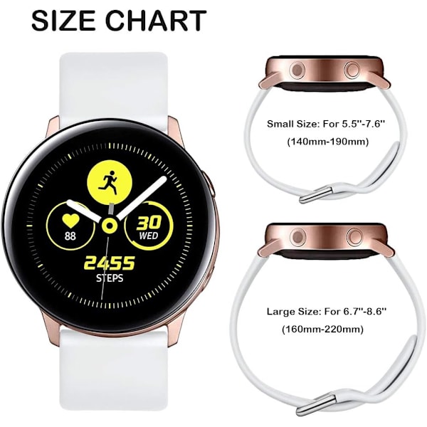 Ranneke Samsung Galaxy Watch Active / Active2 40 mm / 44 mm:lle, 20 mm pehme silikoninen vaihtohihnoja Samsung Galaxy Watch 42:lle