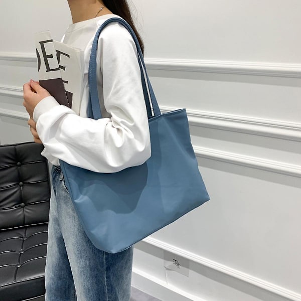 Damväska i Canvas, Axelväska, Tote Bag, Strandväska (blå)