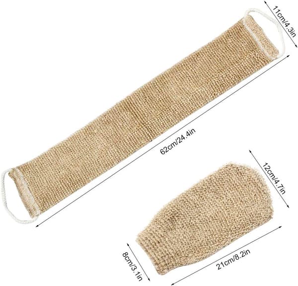 1 sett naturlig jute ryggvaskestropp, hestehårstropp eksfolierende