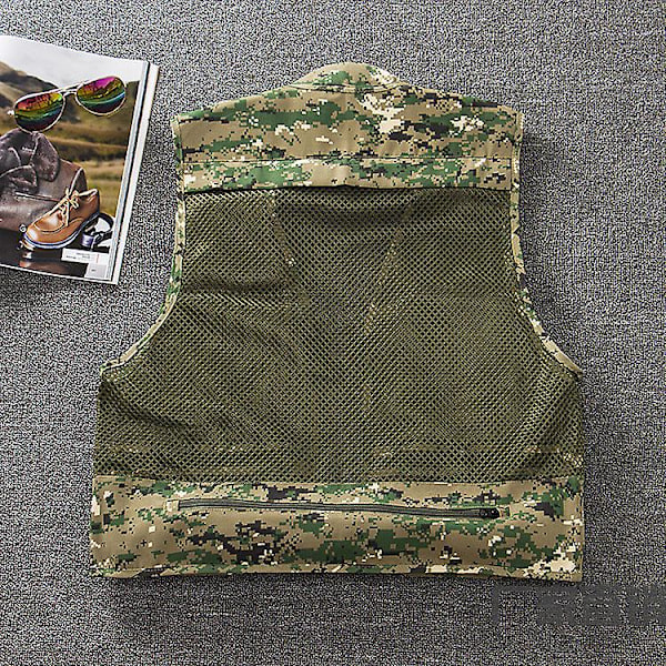Camouflage Vest Udendørs Mænds Fotografering Mesh Vest Multi-lomme Fiske Casual Hest Klip M