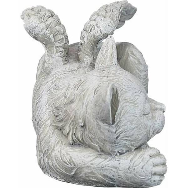 Mindesmærke for katteengel, 25,5 cm, polyresin, antik sten