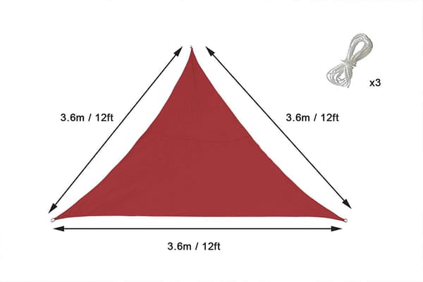 Triangulär Solsegel 3,6x3,6x3,6m, Vattentätt Polyester UV-skyddande Solsegel för Trädgård & Terrass, Terrakotta