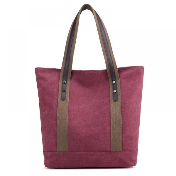 Damväska i Canvas, Retro Casual Handväska, Arbetsväska, Tote, A916-354 Fuchsia