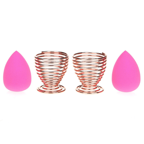 2 Pack Beauty Svamp Blender Holder, Makeup Svamp Tørre Stand Opbevaring Æggepulver Puff Display Stand 2pc Rose gold