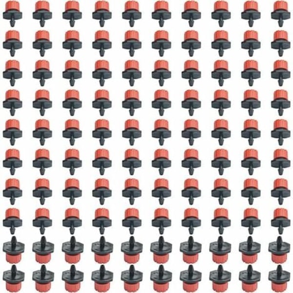 100 st 360 graders droppare med 8 hål för 4/7 mm slang röd