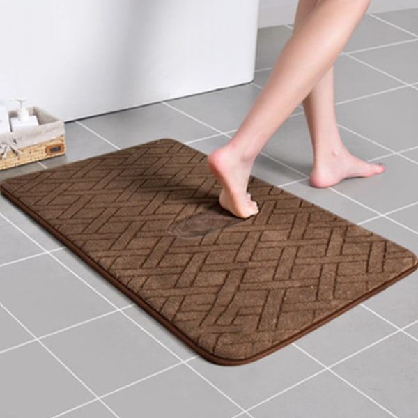 Tjock korallfleece, långsam rebound absorberande golvmatta, halkfri matta, dörrmatta för hemmet(Diamond brun, 40*60),