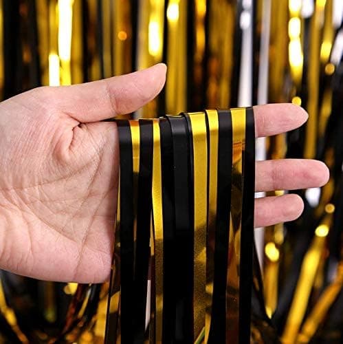 3-pack Metallic Foil Tinsel Gardiner med Glitterfrans för