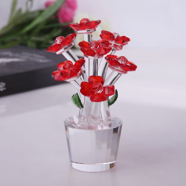 1 st (Röd) Kristallfigur Solfångare Blomsterprydnad Jul