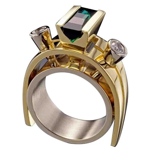 Fashionabla dam Cubic Zirconia inlagd geometrisk fingerring fest smycke present 4 US 9