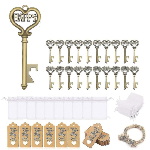 50 stk nøgle flaskeåbnere, bryllupsfavoritter, dekorationer eller souvenirs til