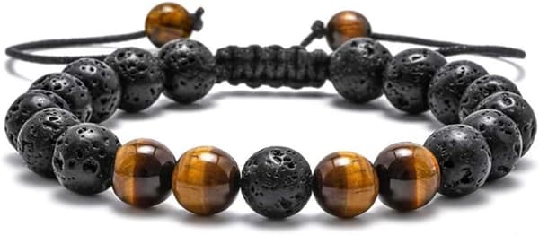 Natursteinarmbånd for menn, justerbart perlearmbånd med