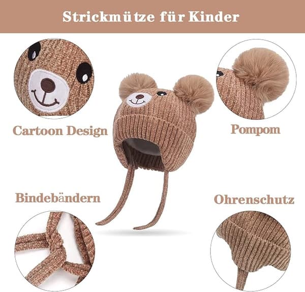 Baby Beanie Hat Strikket Hat Efterår Vinter Sød Hat Hat Med Øre