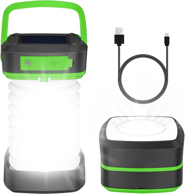 1 stk. Solcellelampe 360° Belysning Sammenleggbar Campinglykt Utendørs