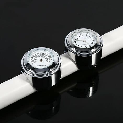 7/8\" 1\" Aluminiumlegering Galvanisering Overflade Motorcykel Styr Montering Urskive Ur og Termometer Temp