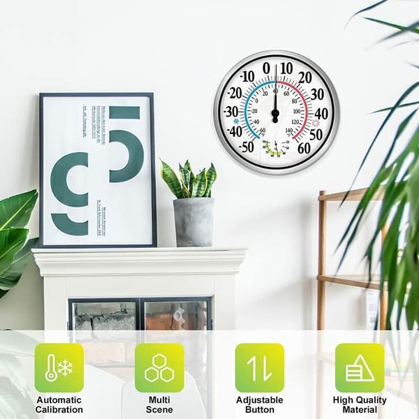 12-tums utomhustermometer – 2-i-1 trådlös väggmonterad termometerhygrometer – Område -50 till 60 °C – Noggrannhet +/- 2 °C