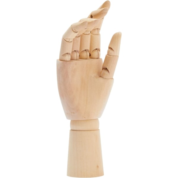 Håndmodell av tre, 7-tommers kunstdummy med bevegelige fingre, for maling, kunstrekvisita, håndlaget dekorasjonsskjerm