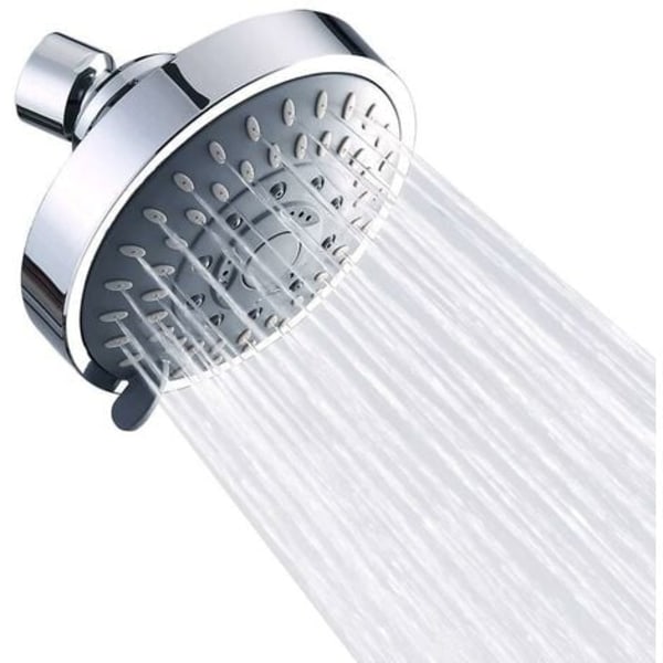 High Pressure Fixed Shower Head, Adjustable Water Saving Rainfall Shower Head 5 Settings for Bathroom SPA Relaxation, Po