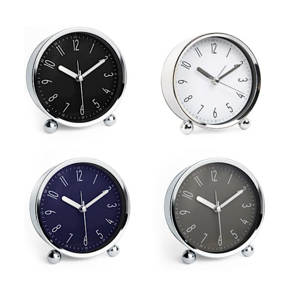 9,7*4*10,2 cm svart metall sängbord tyst väckarklocka