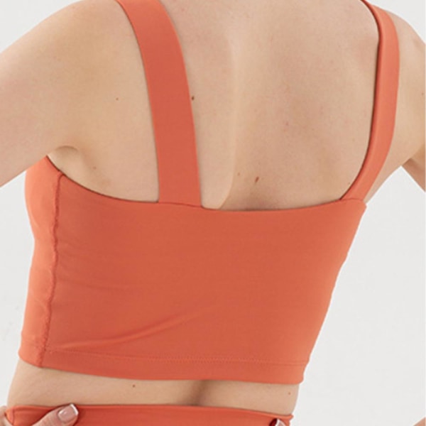 Stelle Dam Sportbehå Longline Trådlös Vadderad Crop Tank Top Medium Stöd för Yoga Träning Fitness