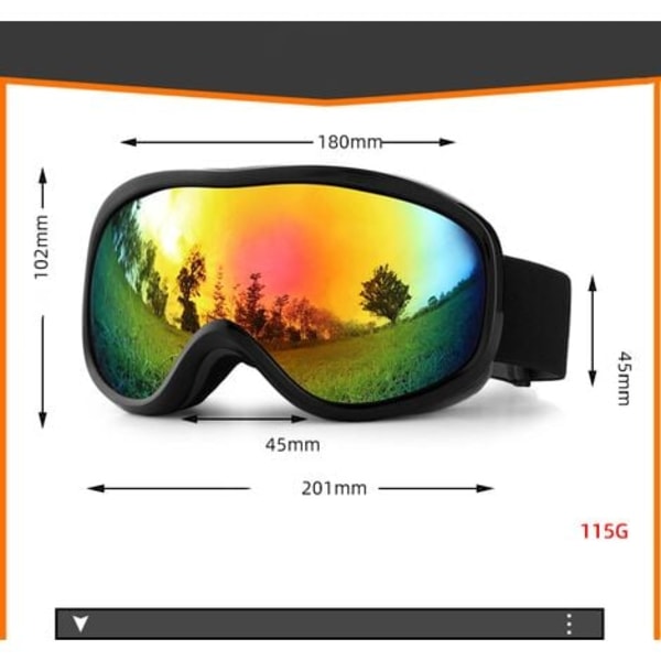 Goggles ja hiihtolasit moottoripyöräluisteluun miehille ja naisille, sumua estävä pallomainen linssi