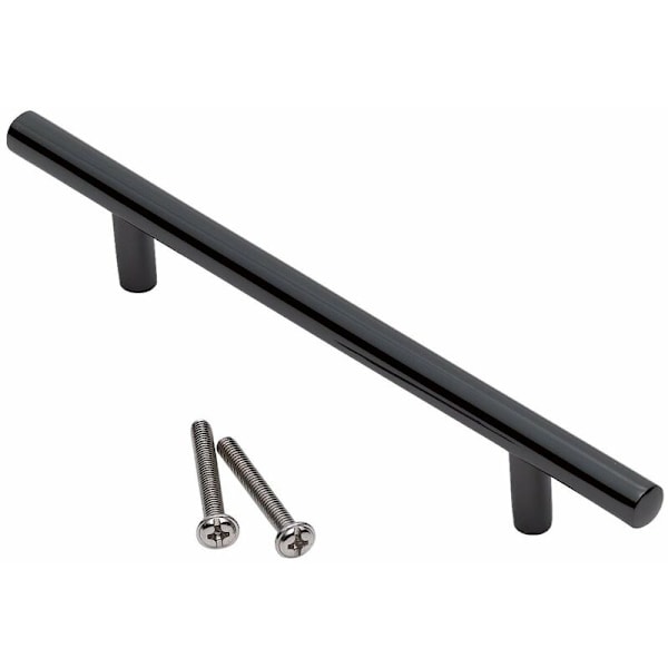 Husholdnings rustfrit stål T-greb (diameter 10 * længde 200 huller afstand 128mm sort 10 stk) Universal køkkenskab