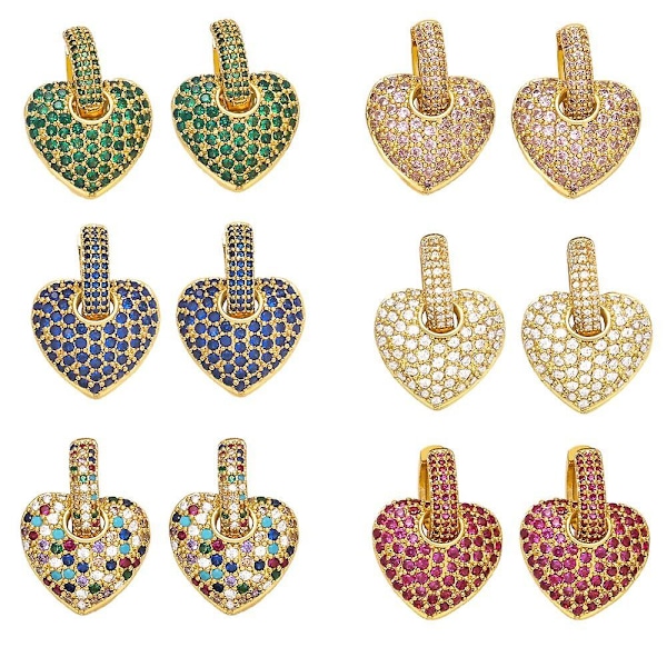 Vintage Zircon Heart Stud -korvakorut, muotikorut Ac9896 Green