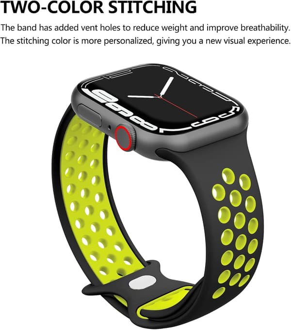 Rem til Apple Watch-rem (Sort/Grøn) 49 mm 45 mm 44 mm 42 mm