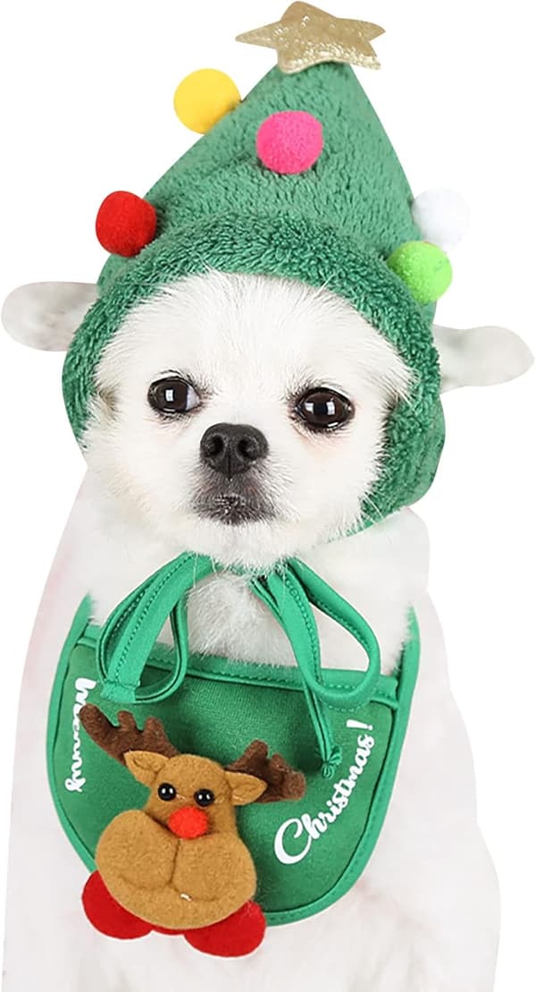 2 Pak Julehunde-Bandanas og Hat til Hvalp, Kat, Jul