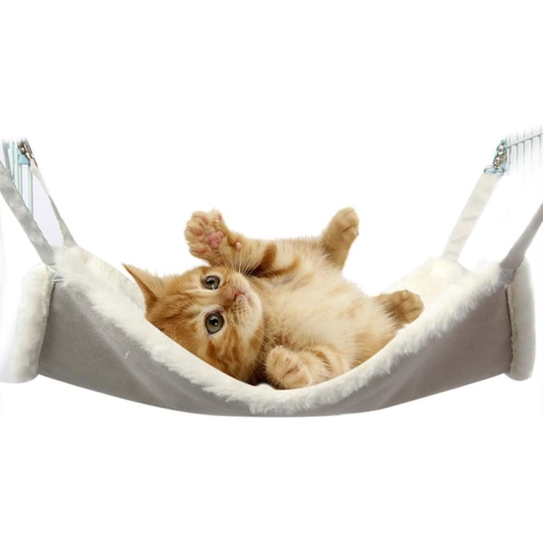 Comfortable Kitten Hammock Blanket Cage Hanging Bed for Rabbits, Ferrets, Chinchillas, Cats M 48x38cm (White)