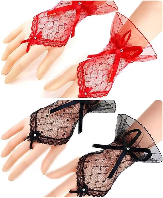 2 Par Lacehansker, Bryllupshansker, Brudeshansker, Kort Blonder