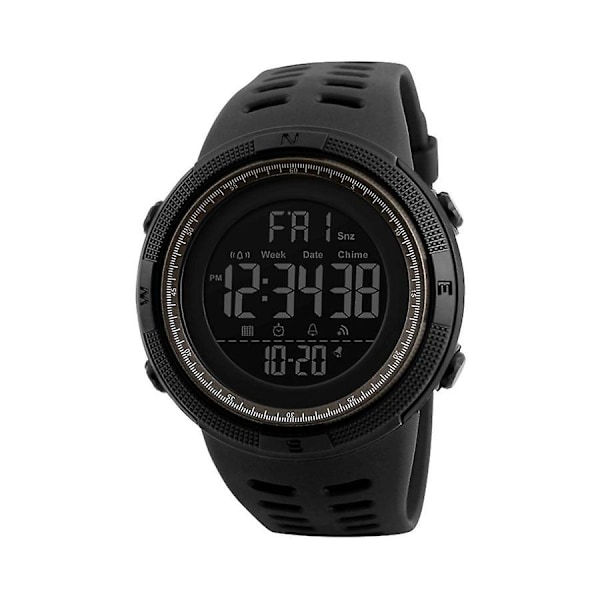 Vattentät Digital Klocka för Män 1251 - 49 Mm - Svart