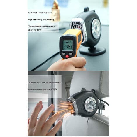 12V/120W Bilfrontrutedefroster, Bærbar Bilvarmer, for Bilfrontrute, Rask Defroster, Svart