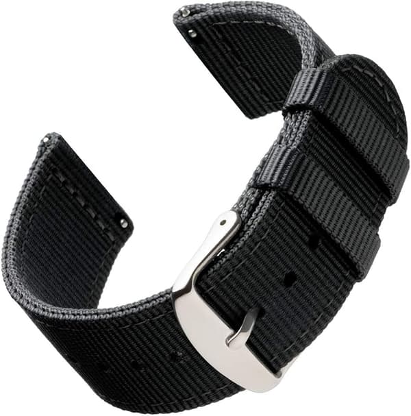 Svarte 22 mm lett utskiftbare nylonremmer for