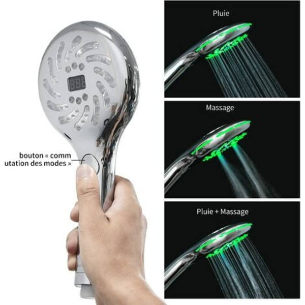 Brusehoved LED Farveskiftende Brusehoved med LCD-display