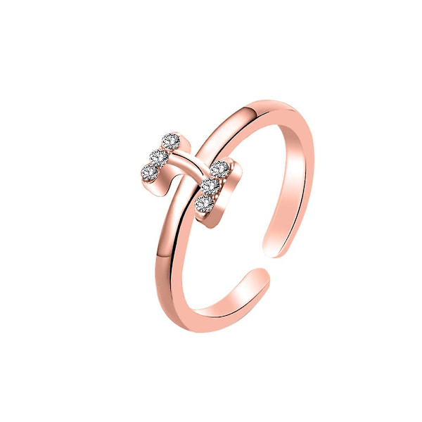 Muodin naiset yksinkertainen A-Z englanninkielinen aakkosten kirjain strassinen avoin sormus koru Rose Gold X