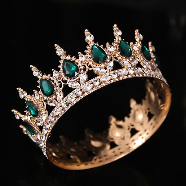 Brudekrone Tiaraer Luksus Hel Sirkel Hodeplagg Retro Rhinestone Krone Hårpynt Til Bryllup