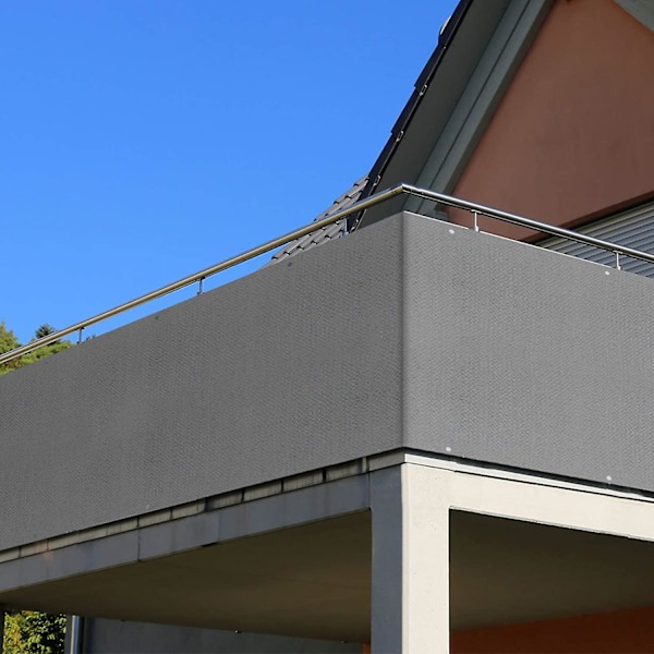 Parvekkeen näkösuoja, 90 X 500cm Hdpe parveke markiisi puutarhaan tuuli- ja UV-suojalla, ja varustettu ruostumattomilla metallirenkailla, kaapelipandat ja