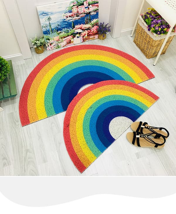Färgad Randig Badmatta Halvcirkel Mikrofiber 40x80cm Halksäker