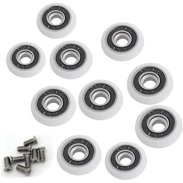 Sats med 8 ersättningshjul för duschdörrar med 19 mm diameter