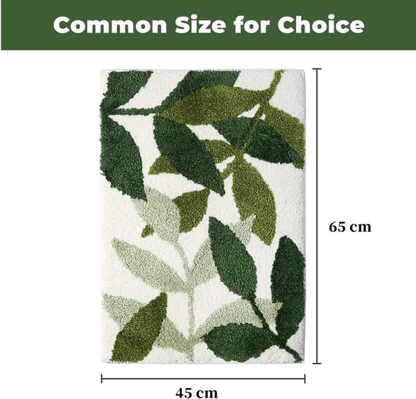Grønne Blader Anti-Skli Absorberende Badematte - 45x65cm