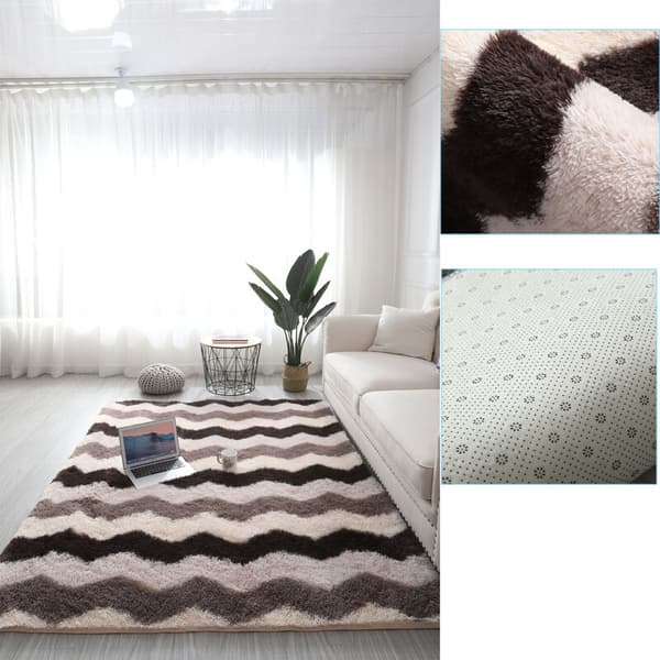 Langhåret teppe 100 x 200 cm brunt – Lang luv 4 cm – Vaskbart på 30°C – Myk tekstur for moderne interiør