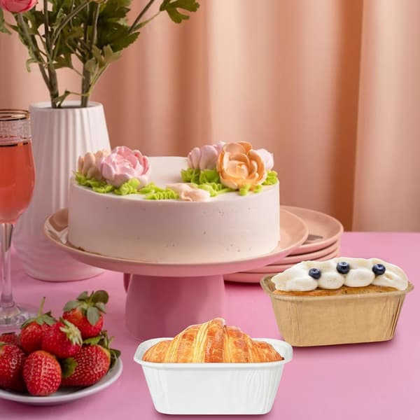 50 stk. engangs kageforme, rektangulært non-stick papir, mini bageform til plumcake, kager, boller (brun)