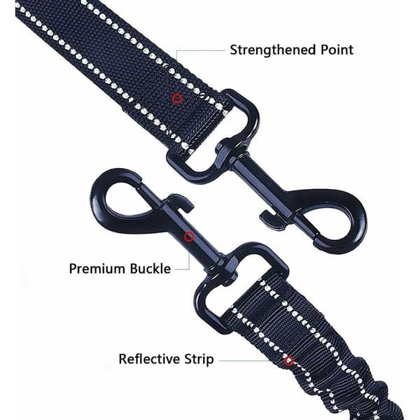 Dobbelt hundeline til 2 hunde, hundeline, 360° tangle-free dobbelt hundeline, multifunktionel aftagelig line, elastisk materiale