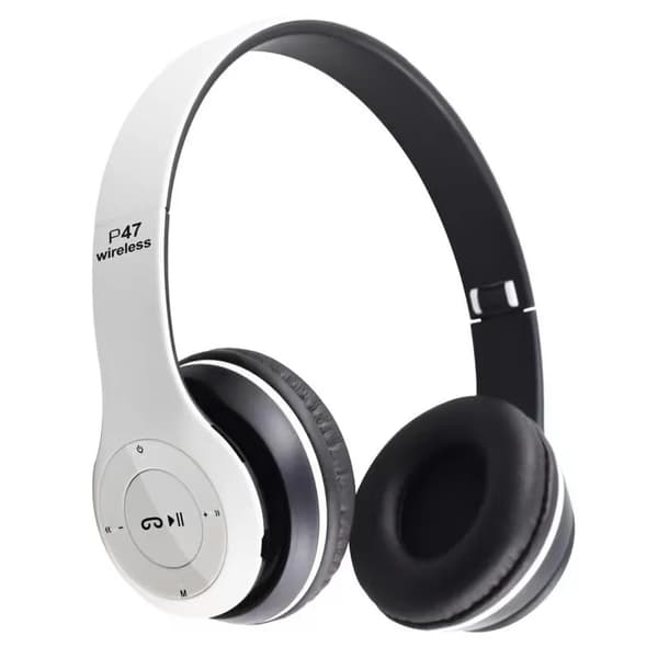 Trådløse Bluetooth On-ear hodetelefoner med mikrofon Hvit