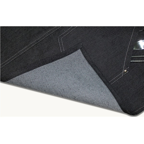 Moderigtigt denimforklæde, arbejdstøjforklæde (Kryds brun bælte denim ring sort)