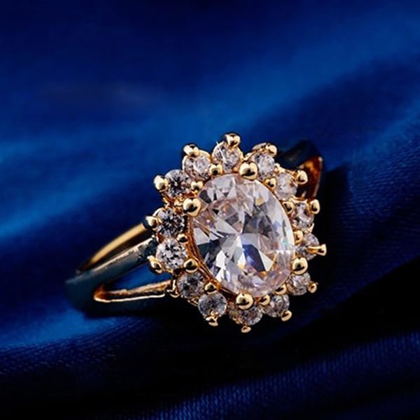 Bröllopsring Fint utförande Smycken Present Kvinnor Elegant Rhinestone Finger Ring For Prom Purple Size 9