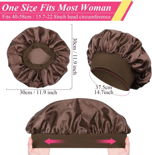 2 stk. Satin Natthår Bonnet, Satin Natthår Bonnet, Silke