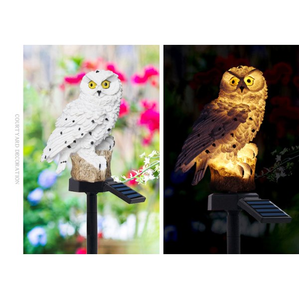 Solar Owl Light, markinsatt gräsmatta ljus (brun ljuskrona),