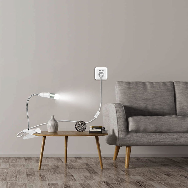 E27-sockelklämma med strömbrytare, LED-bordlampa med 360 graders svanhals, klämma med 1,8 m kabel, för växter, akvarier, bord, ma