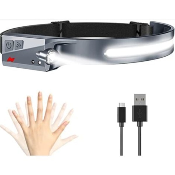 USB oppladbar vanntett LED-hodelykt med løping, camping, sykkelhjelm, fiske, reparasjon, foto, lesing for